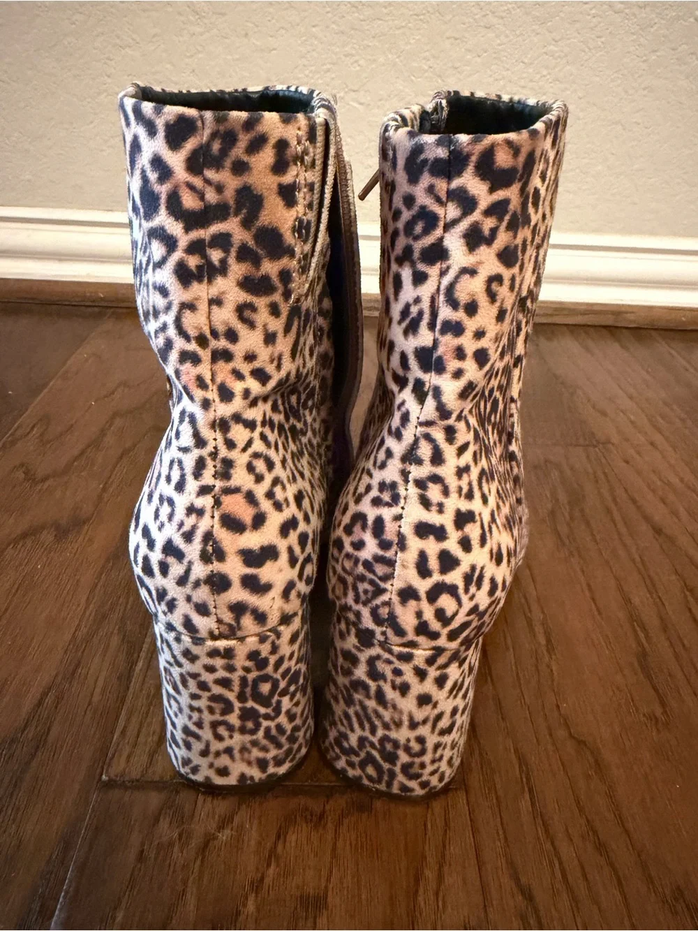 Sugar Element Leopard Print Block Heel Side Zip Ankle Boots Size 6.5
